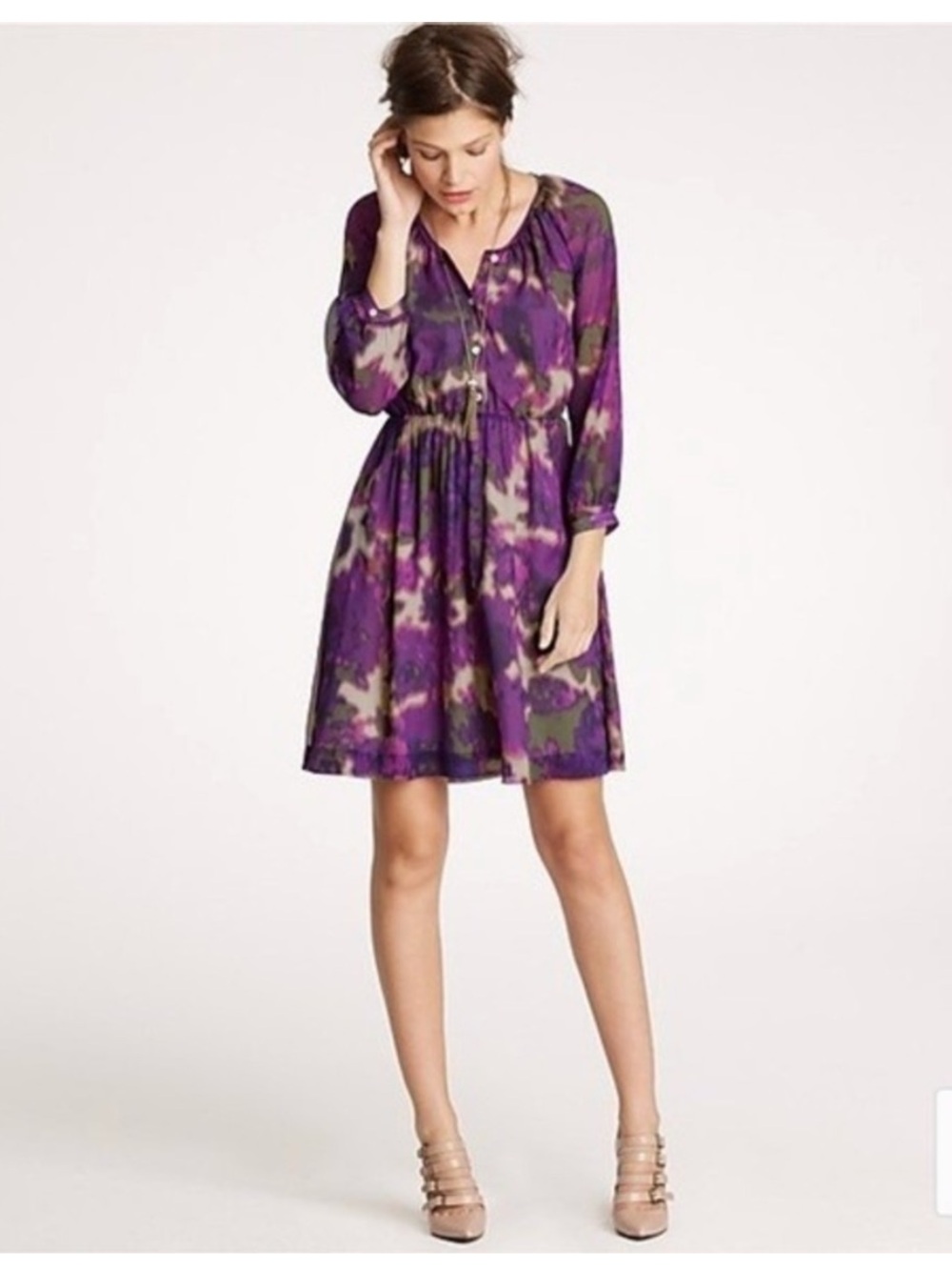 J. Crew Maisie Dress Purple Silk Chiffon 4